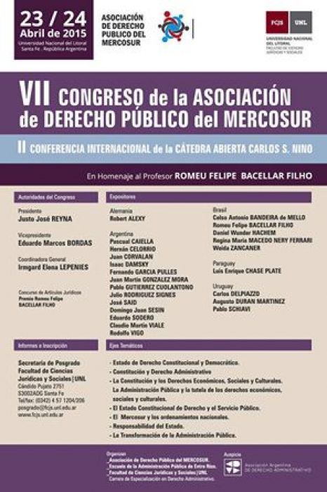 VII Congreso de la Asociacin de Derecho Pblico del Mercosur - Universidad Nacional del Litoral (Santa Fe, Argentina)