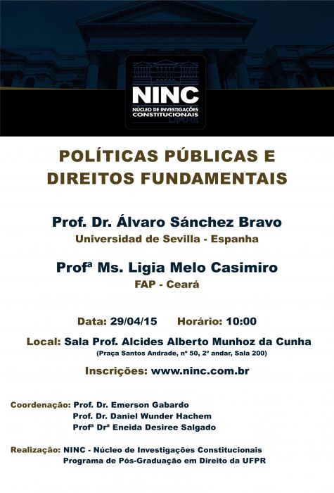 Palestra - Políticas públicas de direitos fundamentais - Prof. Álvaro Sánchez Bravo (Universidad de Sevilla - Espanha) e Profª Ligia Melo Casimiro (FAP - Ceará)